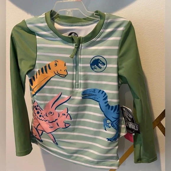 Jurassic World Girls 2pc Swim Set: Rashguard, bikini bottom sz 3T - Picture 1 of 4